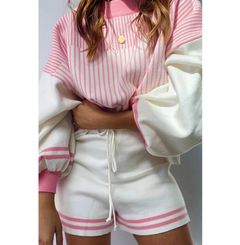 Long Sleeved Sweater Shorts Home Wear Two-Piece Suit