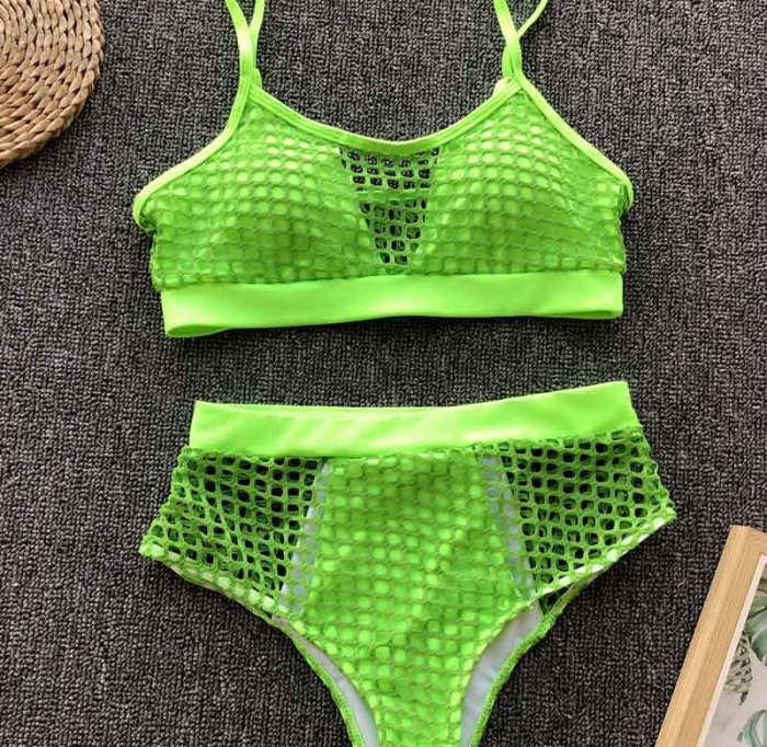 Sexy Fishnet Bikini High Waist Swimwear
