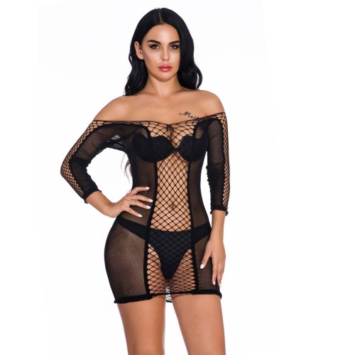 Seamless Mesh Hollow-out Chemise Lingerie