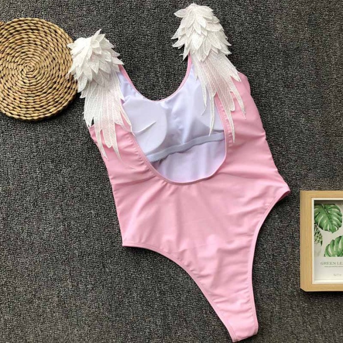 Solid Color Angel Wings one-piece Swimsuit bikini