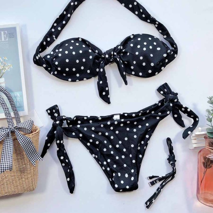 Two-Piece Polka Bandeau Swimwear