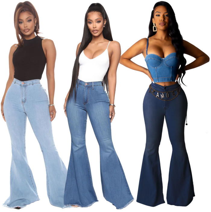 High Waist Slim Stretch Trumpet Denim Pants