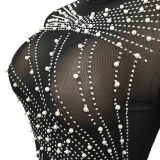 Autumn Party Black Beaded Sexy Fringe Mini Dress XYZ5216