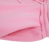 Three-piece Suit With Fleece Drawstring Hoodie Vest and Jogging Pants