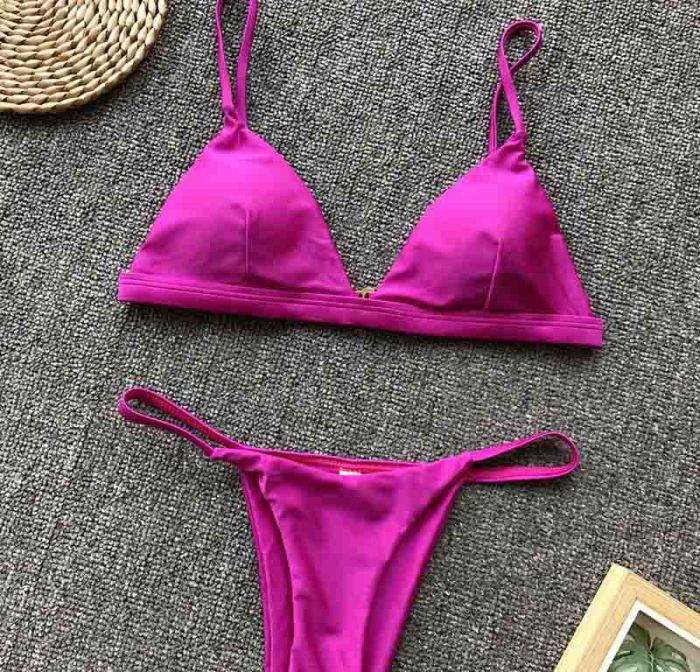 Sexy Solid Color Low Waist Bikini Set