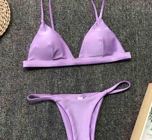 Sexy Solid Color Low Waist Bikini Set