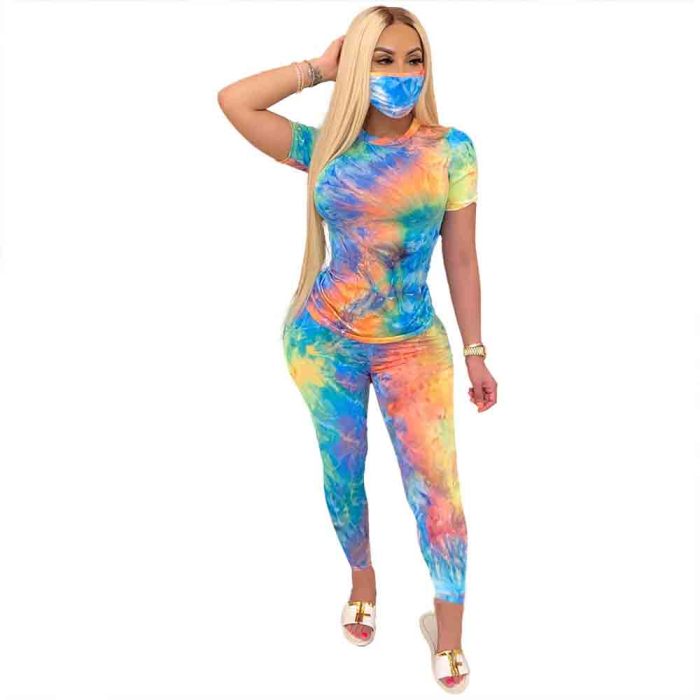 Multi color Printed Sportswear Suit with Mask