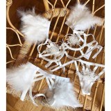 Three piece set of sexy feather strap stitching