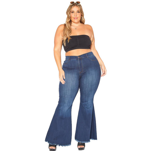 Wide Leg Plus Size Flared Jeans