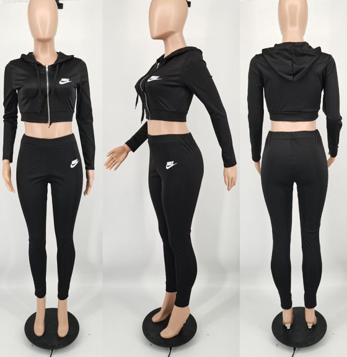 Hooded Casual Sports Trousers Suit