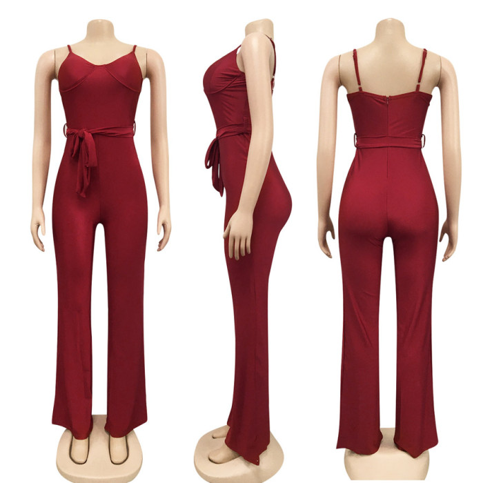 Sexy Straight Trousers Casual Jumpsuit