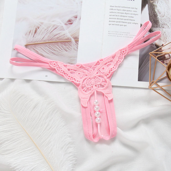 Butterfly Beaded Open Crotch G-string