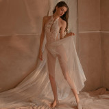 Lace Teddy Mesh Seductive Lace-up Skirt suit