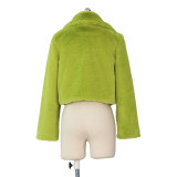 Long Sleeve Crop Fur Coat
