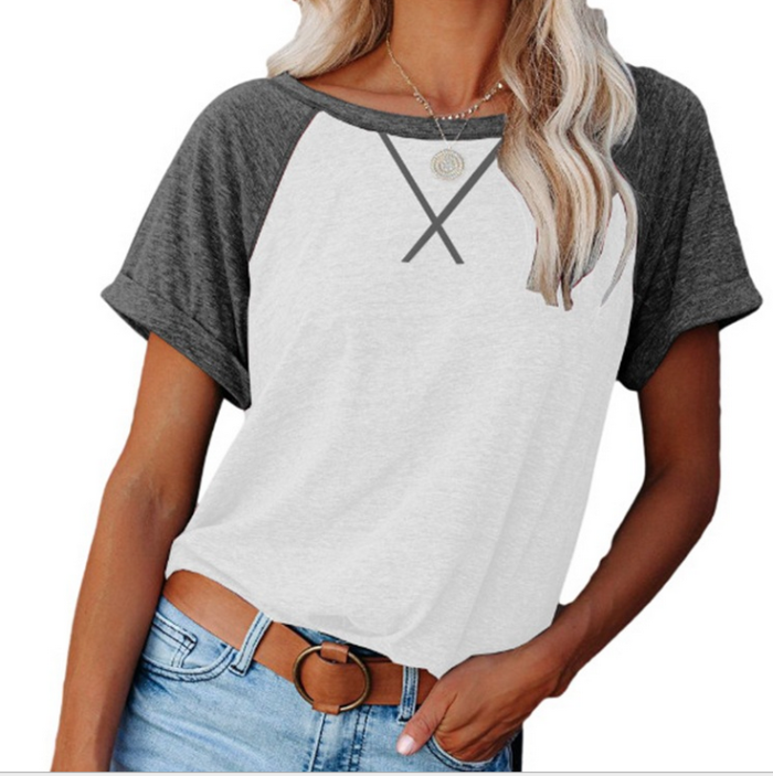 Stitching Loose Top Short Sleeve Casual T-shirt