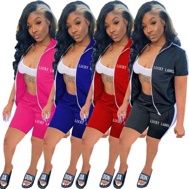 lucky label 2 piece short tracksuit set