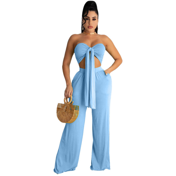 Lace-up Chest Wrap Leisure Two-piece Suit