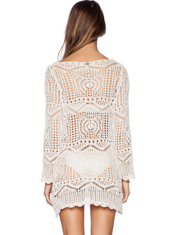 Hollow Crochet Backless Beach Dress LE7724