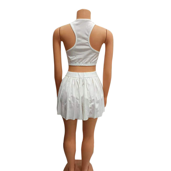 Pleated Skirt Tennis Sports Suit
