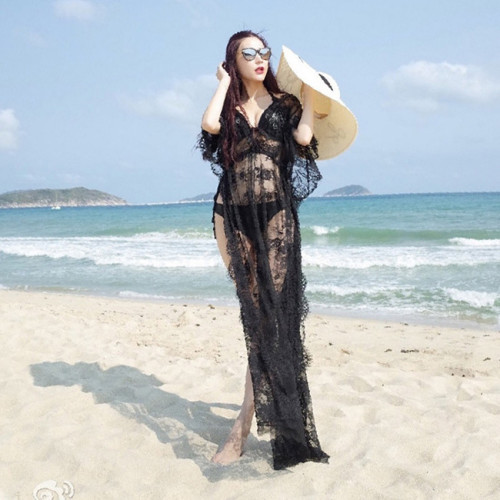 Lace Cardigan Cover Up in Black LE7711