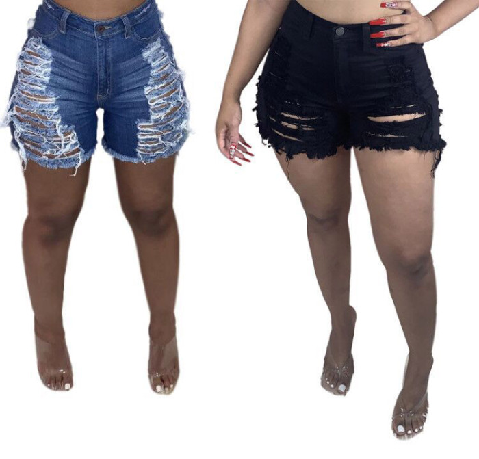 Extremely tattered in summer worn women's denim pants shorts jeans hot pants