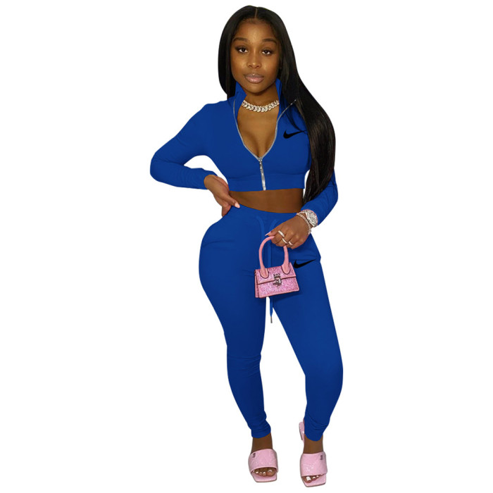 Casual Color Matching Sports Zipper Suit