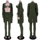 Knit Bra+Pant+Cardigan 3 Piece Clothing Set