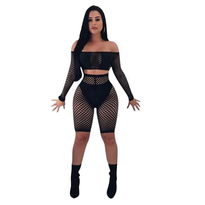 See Through Mesh Long Sleeves Suits Club Clothing