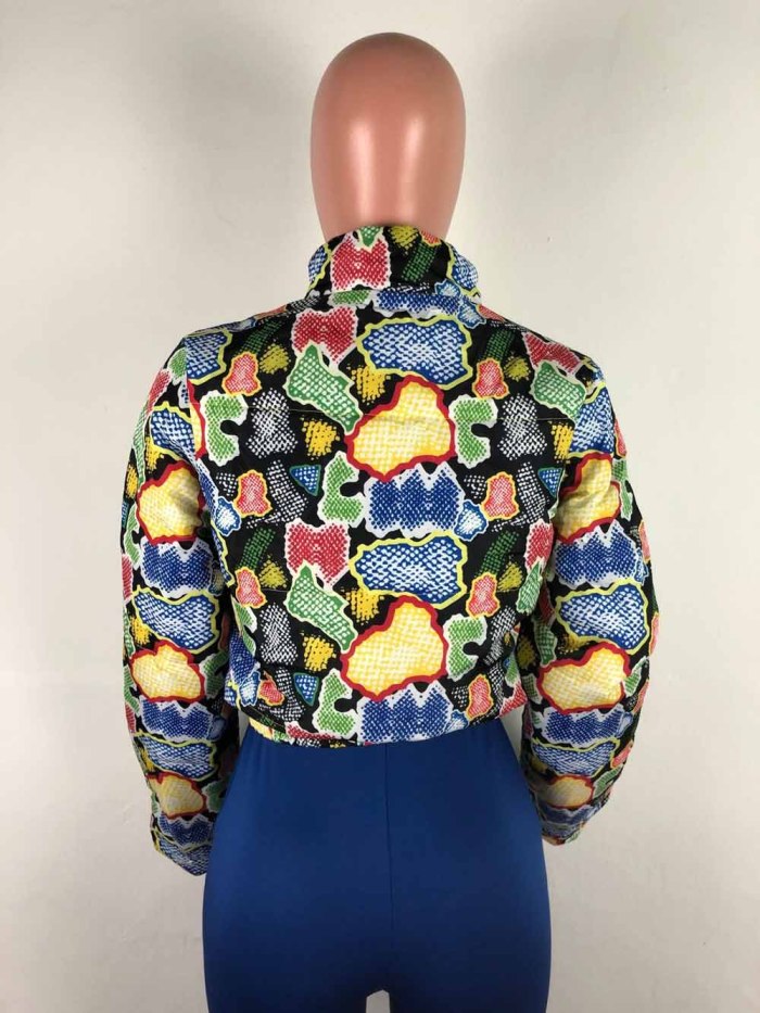 Winter Print Colorful Padded Jacket