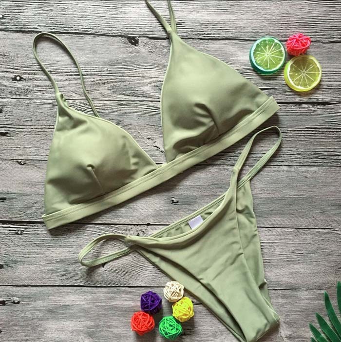 Sexy Solid Color Low Waist Bikini Set LE4294