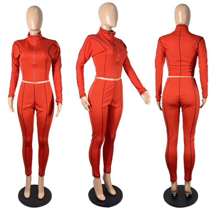 Spliced Line Sports Two-piece Suit