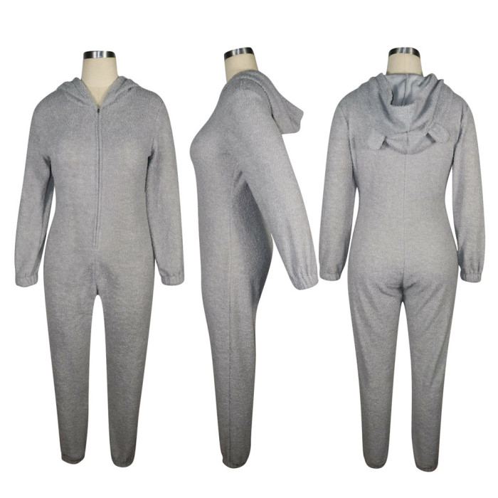 Winter Polar Fleece Onesie Jumpsuit Pajama