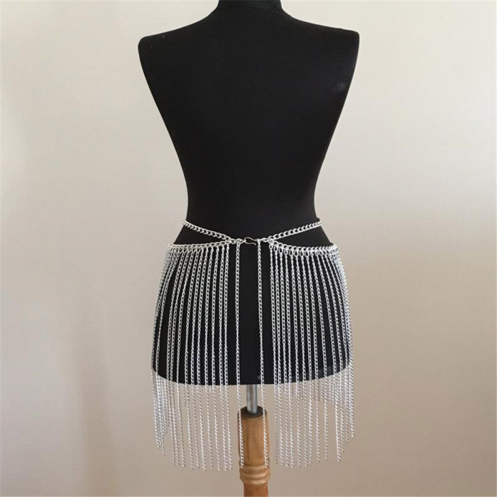 Metal Spliced Chain Tassel Skirt