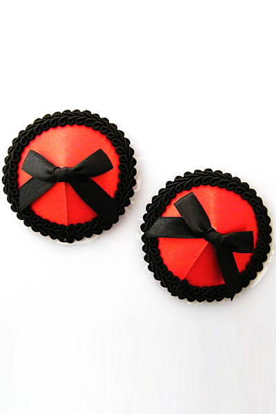 LE9253  Round and Black Bow Nipple Covers