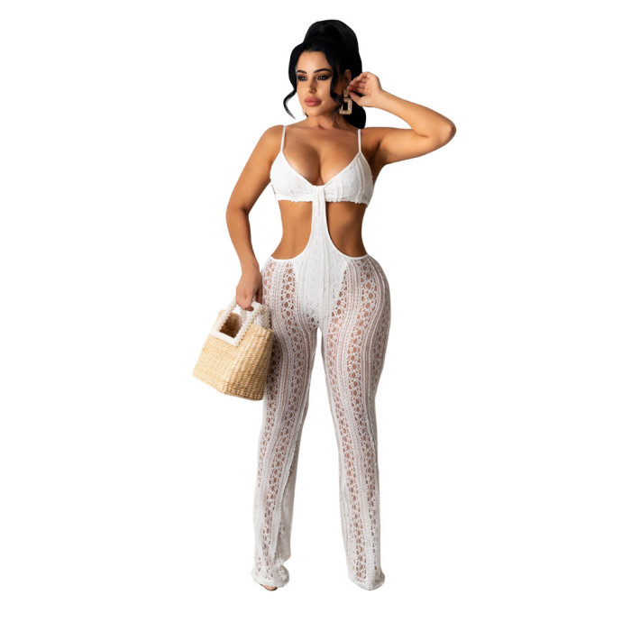 Lace fabric Sexy Bra One Piece Jumpsuit For Women