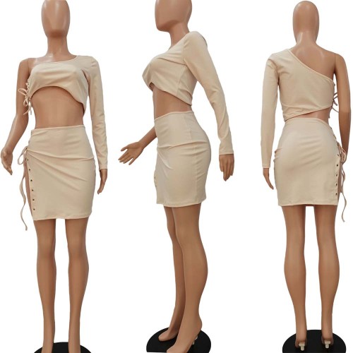Sexy Crop Top skirt set 2 piece Bandage Dress