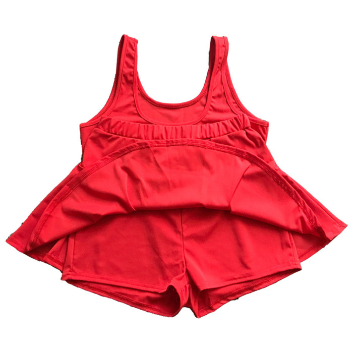 Two-piece Solid Color Sports Tank Top And Culottes