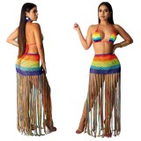 Beach two-piece tassel mini skirt