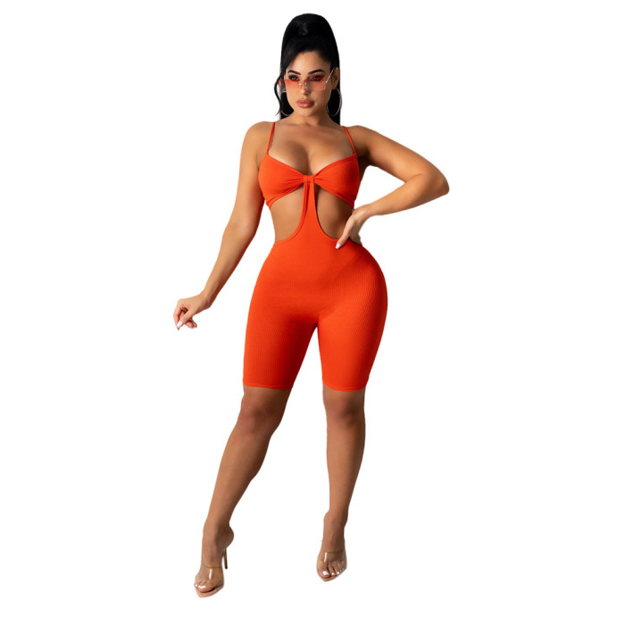 hollow one piece cut out short jumpsuit women romper