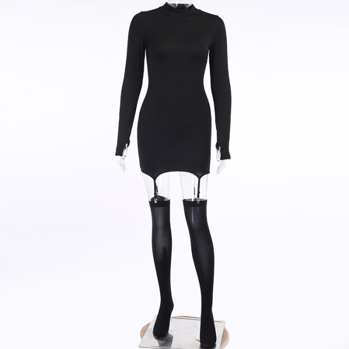 Sexy Galter Mini Club Dress with Stockings