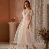 Long Pajamas Mesh Nightdress Robe and Home Wears  Suit