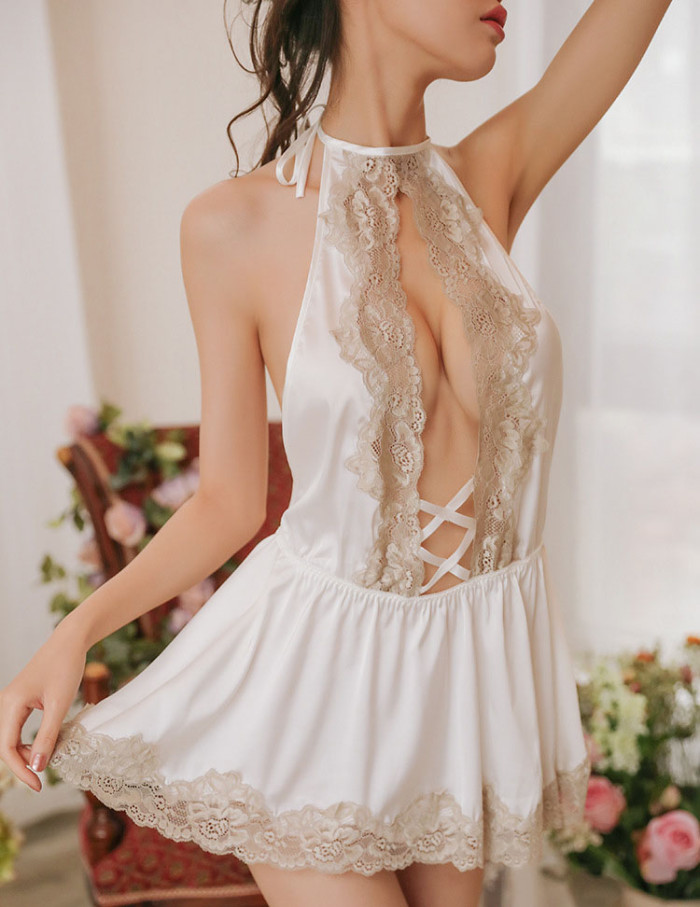 Sexy Stain with Lace Decoration Chemise Lingerie
