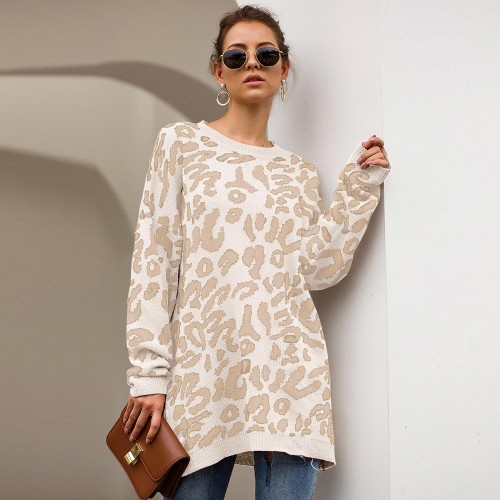 Long Sleeved Leopard Print Sweater
