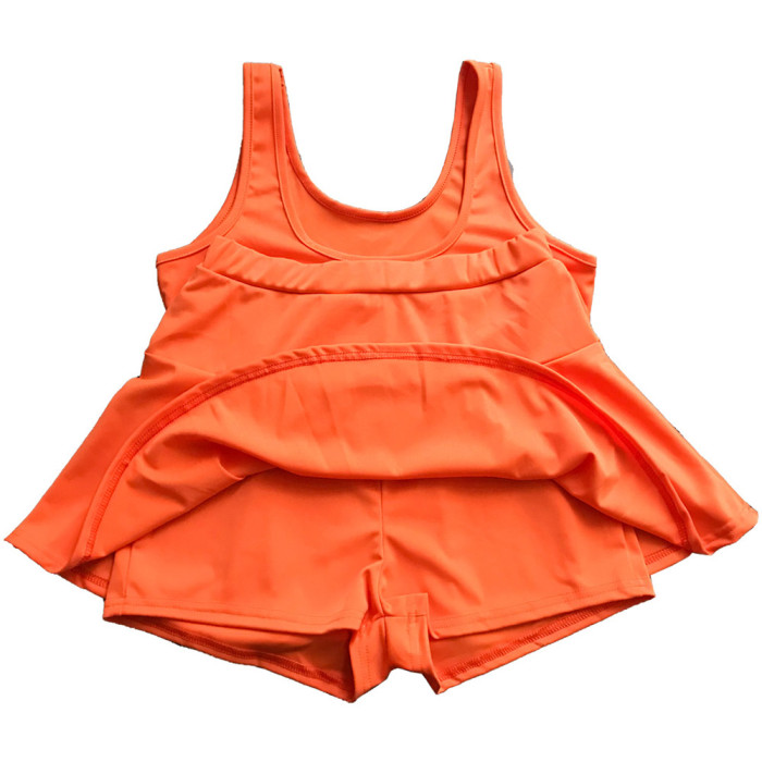 Two-piece Solid Color Sports Tank Top And Culottes