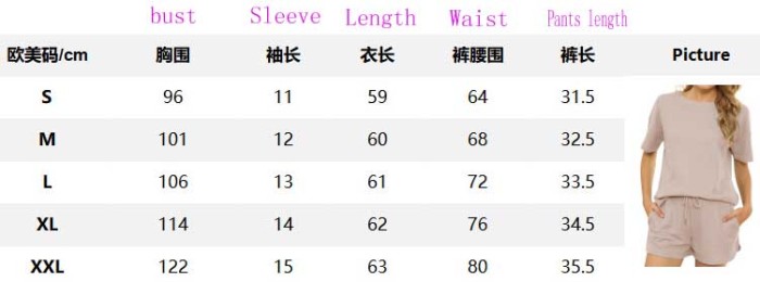 Ribbed short sleeved women home wear casual two piece short set