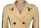 Winter Elegant Contrast Pleated Dress Coat