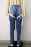 back lace up skinny high waist plus size jean