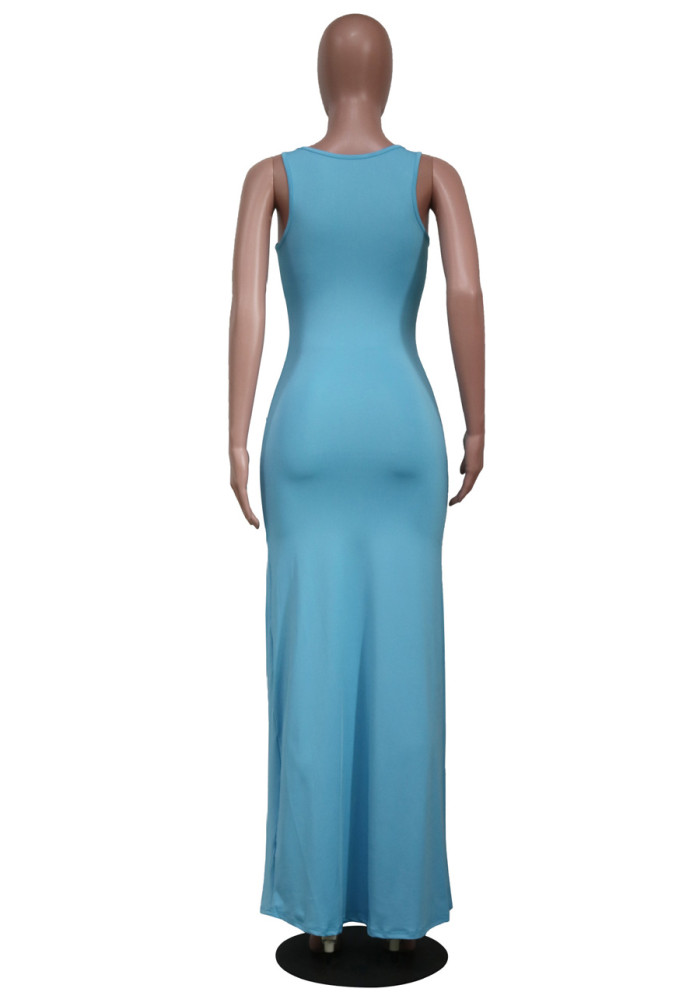 solid color sleeveless maxi sun dress