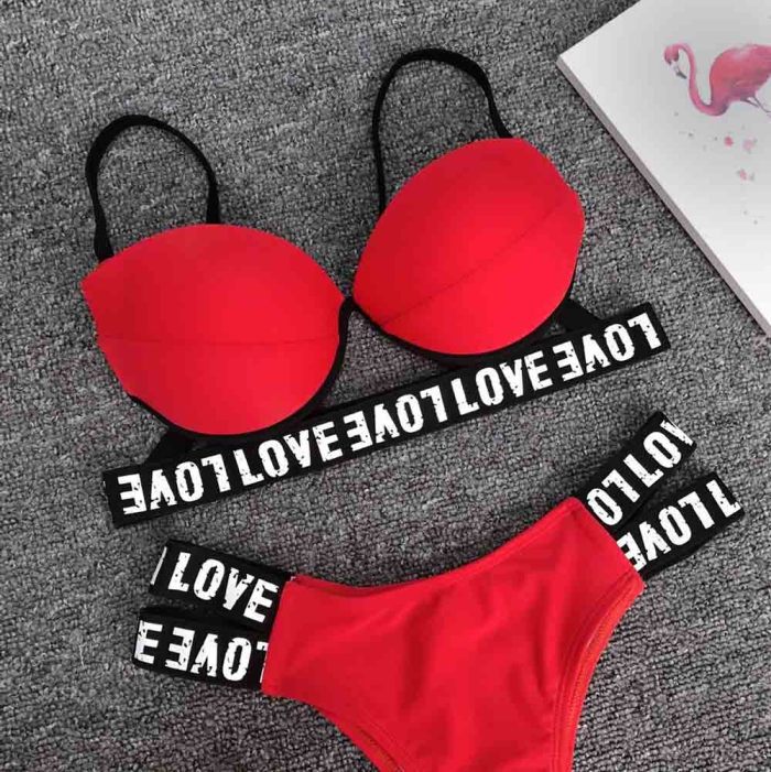 LOVE Strip swimsuit Set