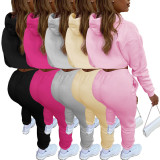 Three-piece Suit With Fleece Drawstring Hoodie Vest and Jogging Pants